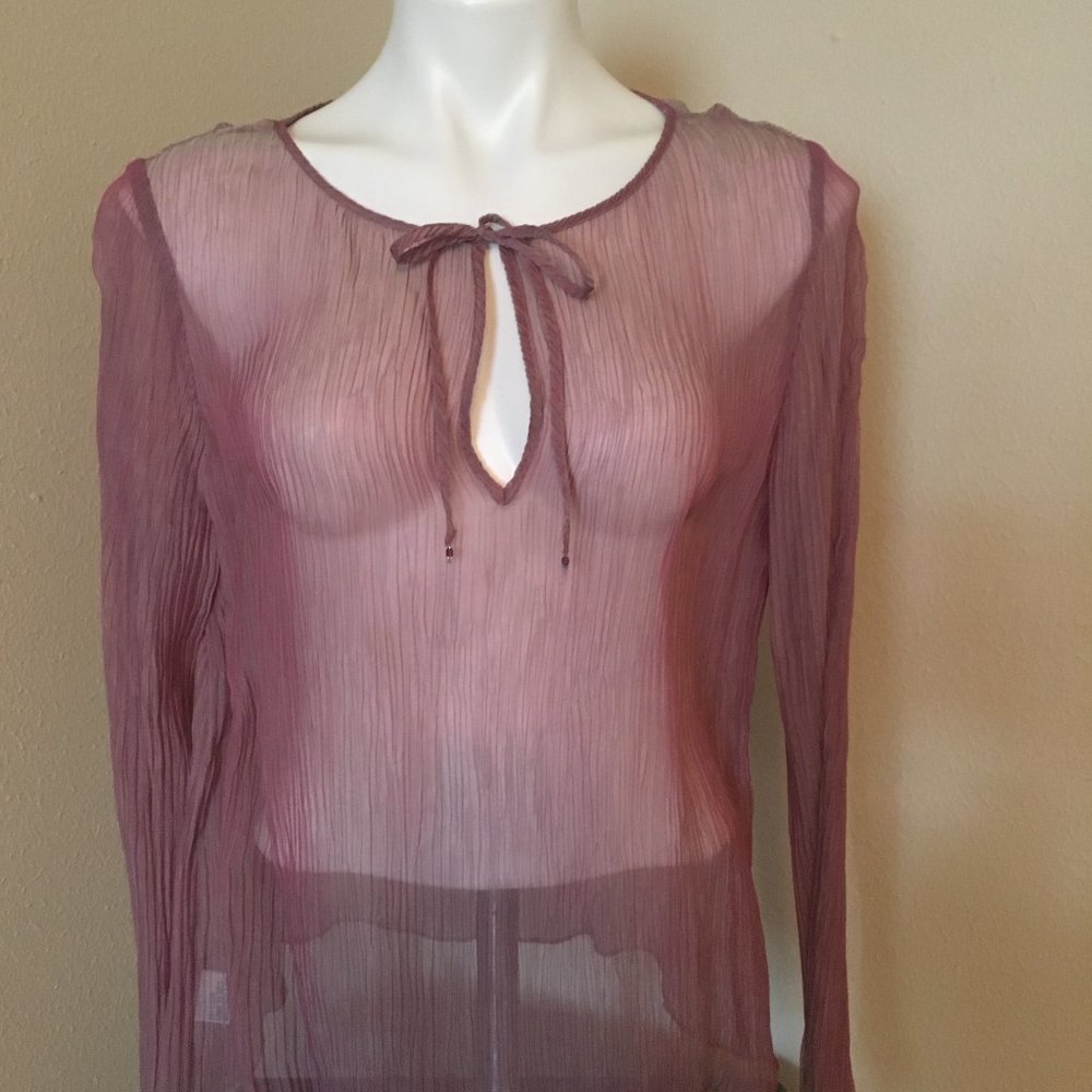 Nine West Sheer Mauve Long-Sleeve Tunic